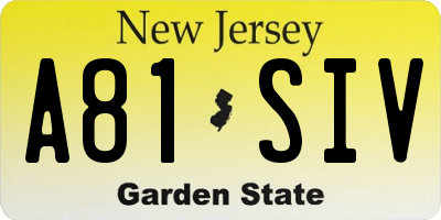 NJ license plate A81SIV