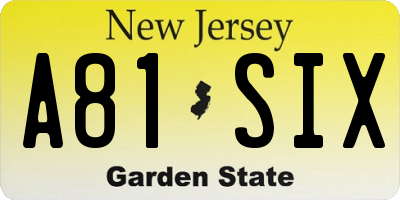 NJ license plate A81SIX