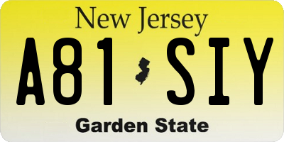 NJ license plate A81SIY