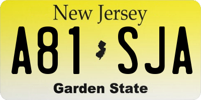 NJ license plate A81SJA