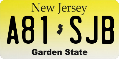 NJ license plate A81SJB