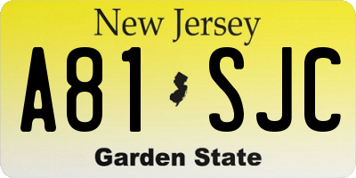 NJ license plate A81SJC