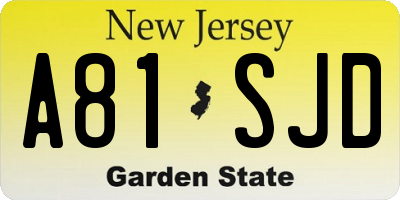 NJ license plate A81SJD