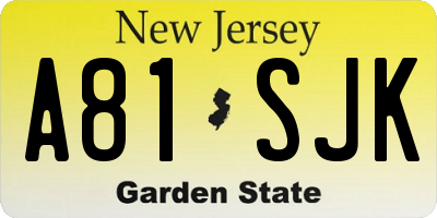 NJ license plate A81SJK
