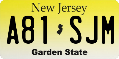 NJ license plate A81SJM