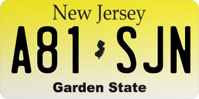 NJ license plate A81SJN