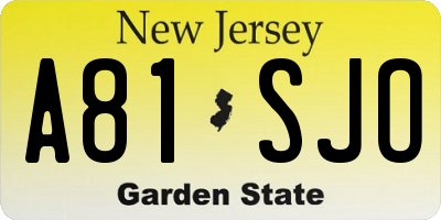 NJ license plate A81SJO