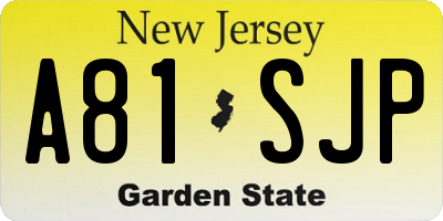 NJ license plate A81SJP