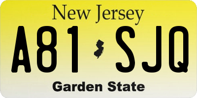 NJ license plate A81SJQ