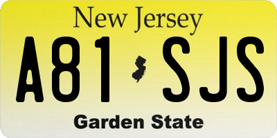 NJ license plate A81SJS