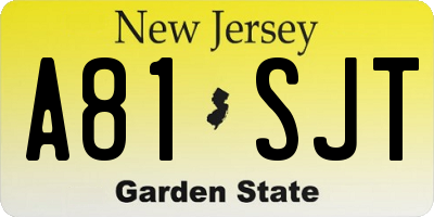NJ license plate A81SJT