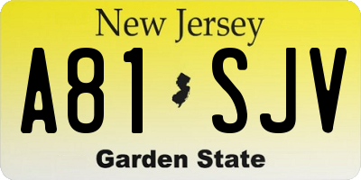 NJ license plate A81SJV