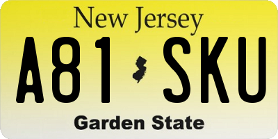 NJ license plate A81SKU