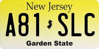NJ license plate A81SLC