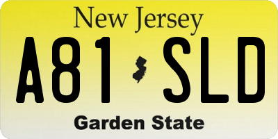 NJ license plate A81SLD