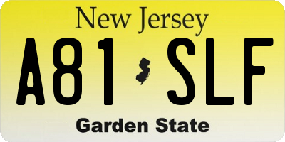 NJ license plate A81SLF