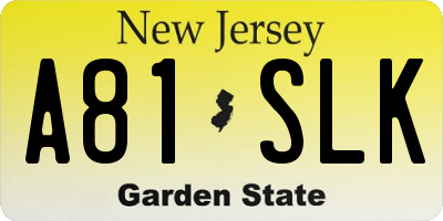 NJ license plate A81SLK