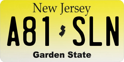 NJ license plate A81SLN