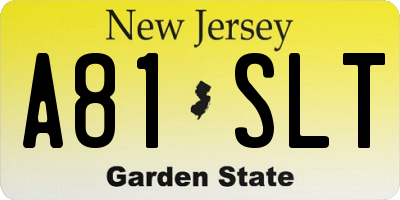 NJ license plate A81SLT