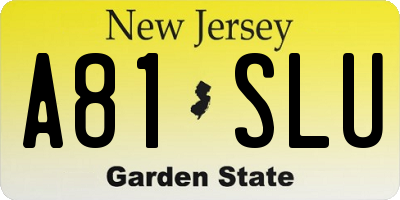 NJ license plate A81SLU