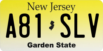 NJ license plate A81SLV