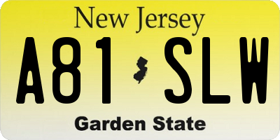 NJ license plate A81SLW