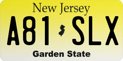 NJ license plate A81SLX