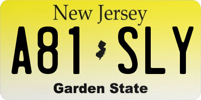 NJ license plate A81SLY