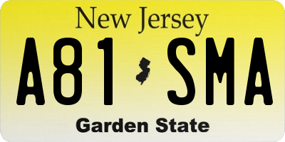 NJ license plate A81SMA