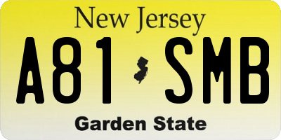 NJ license plate A81SMB