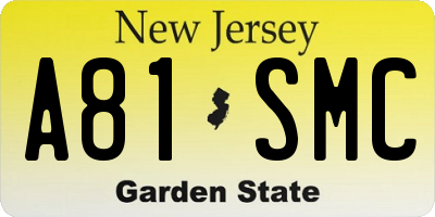 NJ license plate A81SMC