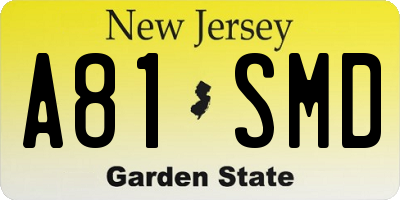 NJ license plate A81SMD