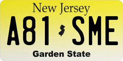 NJ license plate A81SME