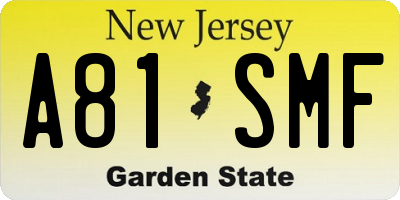NJ license plate A81SMF