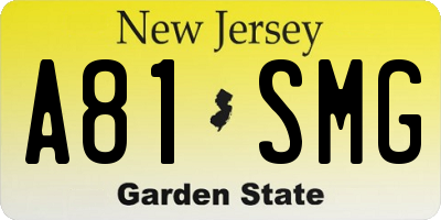 NJ license plate A81SMG