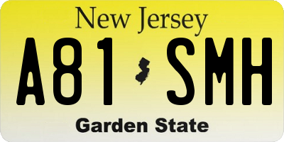 NJ license plate A81SMH