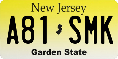 NJ license plate A81SMK