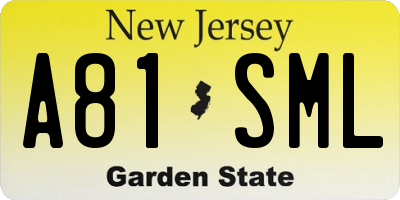 NJ license plate A81SML