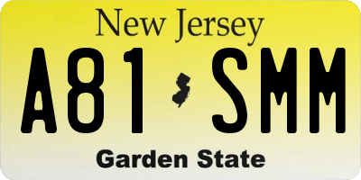 NJ license plate A81SMM
