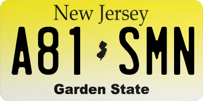 NJ license plate A81SMN