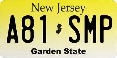 NJ license plate A81SMP
