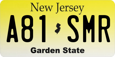 NJ license plate A81SMR