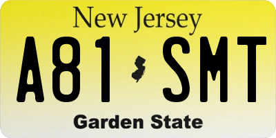 NJ license plate A81SMT