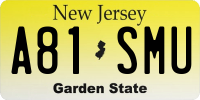NJ license plate A81SMU