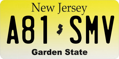 NJ license plate A81SMV