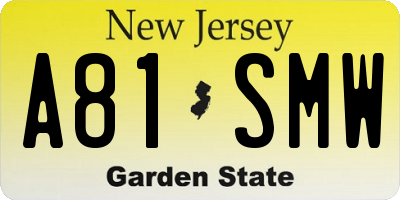 NJ license plate A81SMW