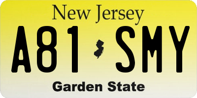 NJ license plate A81SMY