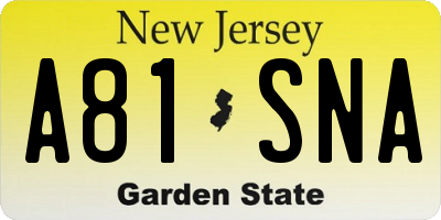 NJ license plate A81SNA