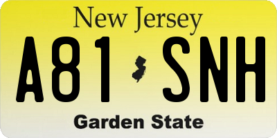 NJ license plate A81SNH