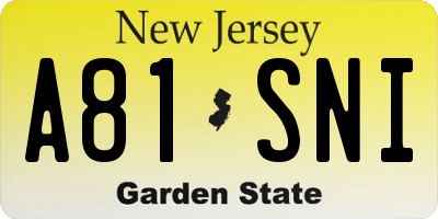 NJ license plate A81SNI